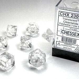 Translucent Polyhedral Clear/White 7-Die Set
