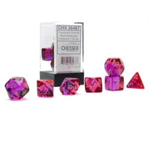 Gemini Translucent Red-Violet/gold Luminary 7-Die Set